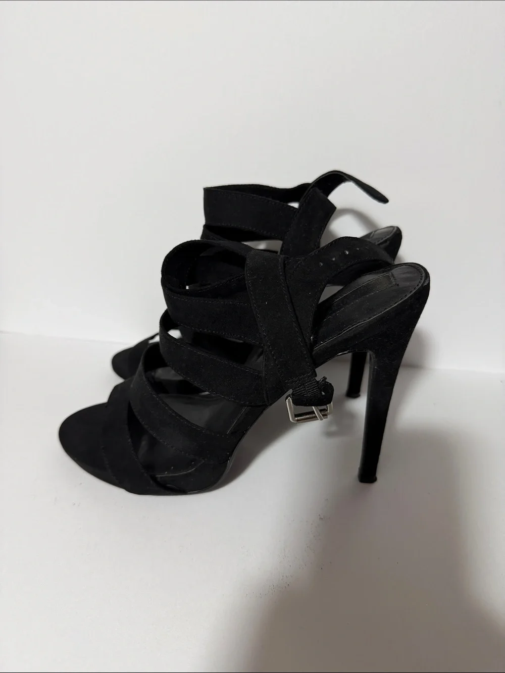 Forever 21 Black Multi-Strap Heeled Sandals